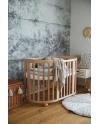 7in1 Oval Baby Crib with mattress - Natural wood