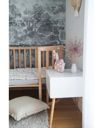 7in1 Oval Baby Crib with mattress - Natural wood