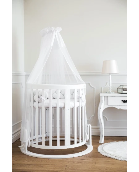 7in1 Oval Baby Crib with mattress - White | Waldin