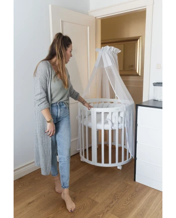 7in1 Oval Baby Crib with mattress - White