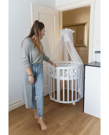 7in1 Oval Baby Crib with mattress - White | Waldin
