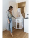 7in1 Oval Baby Crib with mattress - White