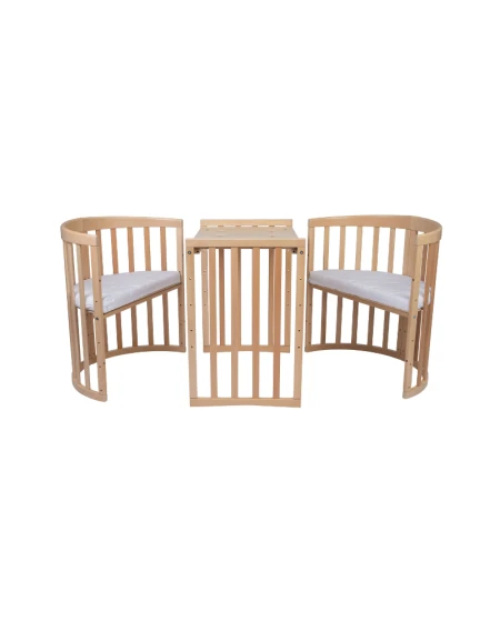 7in1 Oval Baby Crib with mattress - Natural wood | Waldin
