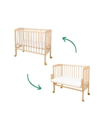 Bedside Crib 2in1 with mattress - Natural