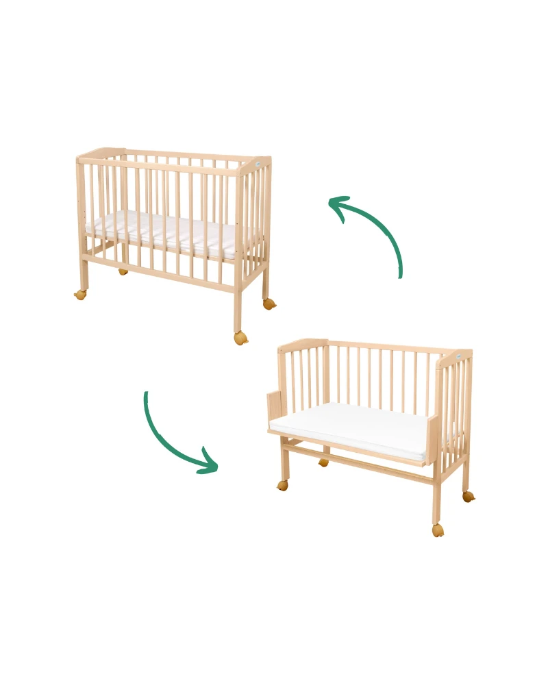 Bedside Crib 2in1 with mattress - Natural Bedside Crib 2in1 with mattress - Natural