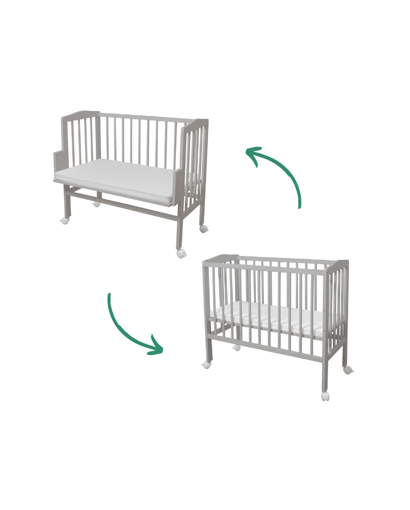 Bedside Crib 2in1 with mattress - Gray Bedside Crib 2in1 with mattress - Gray