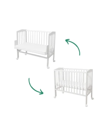 Bedside Crib 2in1 with mattress - White