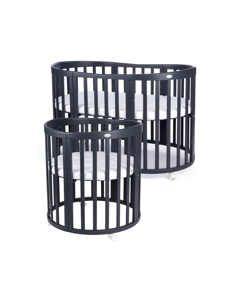 7in1 Oval Baby Crib with matress - Graphite 7in1 Oval Baby Crib with matress - Graphite