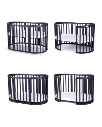 7in1 Oval Baby Crib with matress - Graphite