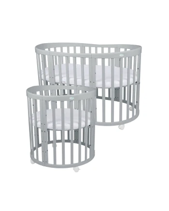 7in1 Oval Baby Crib with mattress - Gray