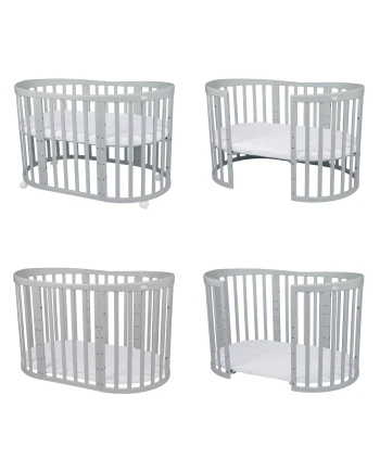 7in1 Oval Baby Crib with mattress - Gray