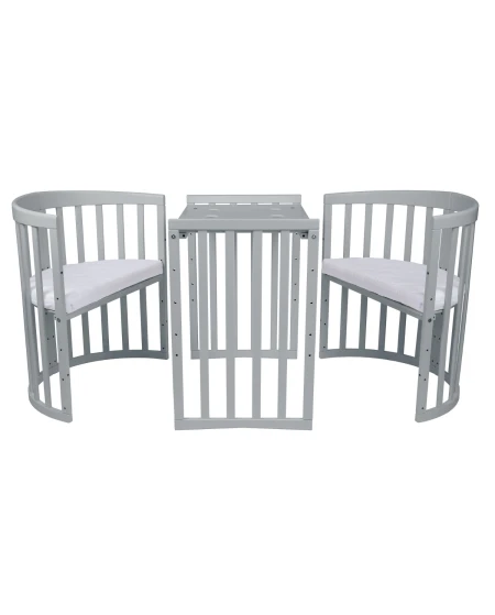 7in1 Oval Baby Crib with mattress - Gray | Waldin