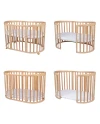 7in1 Oval Baby Crib with mattress - Natural wood