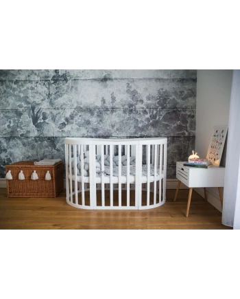 7in1 Oval Baby Crib with mattress - White