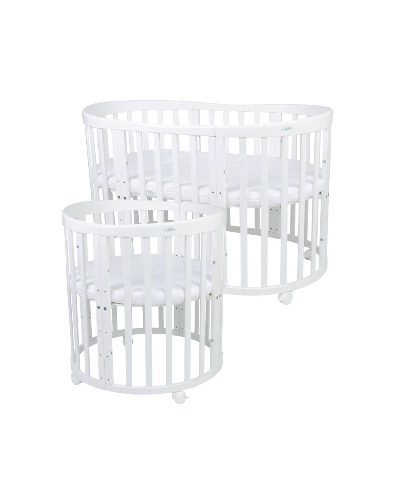 7in1 Oval Baby Crib with mattress - White | Waldin 7in1 Oval Baby Crib with mattress - White | Waldin