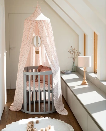 7in1 Oval Baby Crib with mattress - Gray