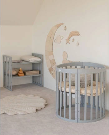 7in1 Oval Baby Crib with mattress - Gray