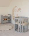 7in1 Oval Baby Crib with mattress - Gray