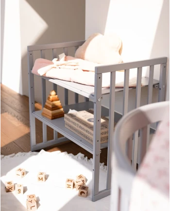 7in1 Oval Baby Crib with mattress - Gray