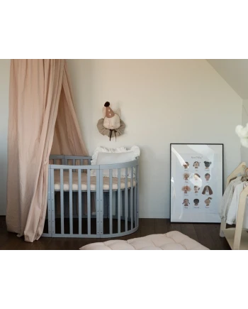7in1 Oval Baby Crib with mattress - Gray