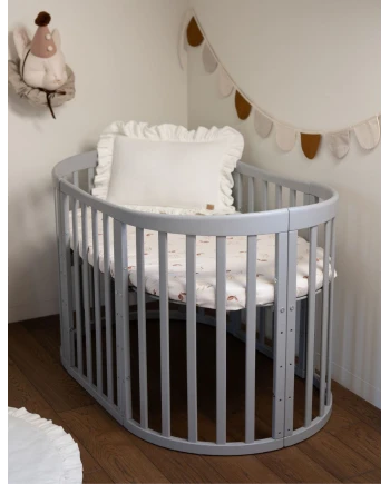 7in1 Oval Baby Crib with mattress - Gray