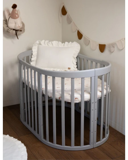 7in1 Oval Baby Crib with mattress - Gray | Waldin