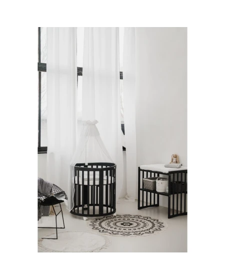 7in1 Oval Baby Crib with matress - Graphite | Waldin