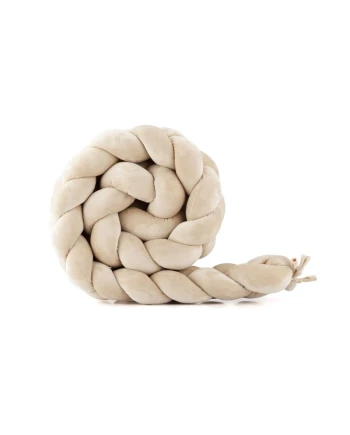 Velour Braided Crib Bumper 210 cm - Beige