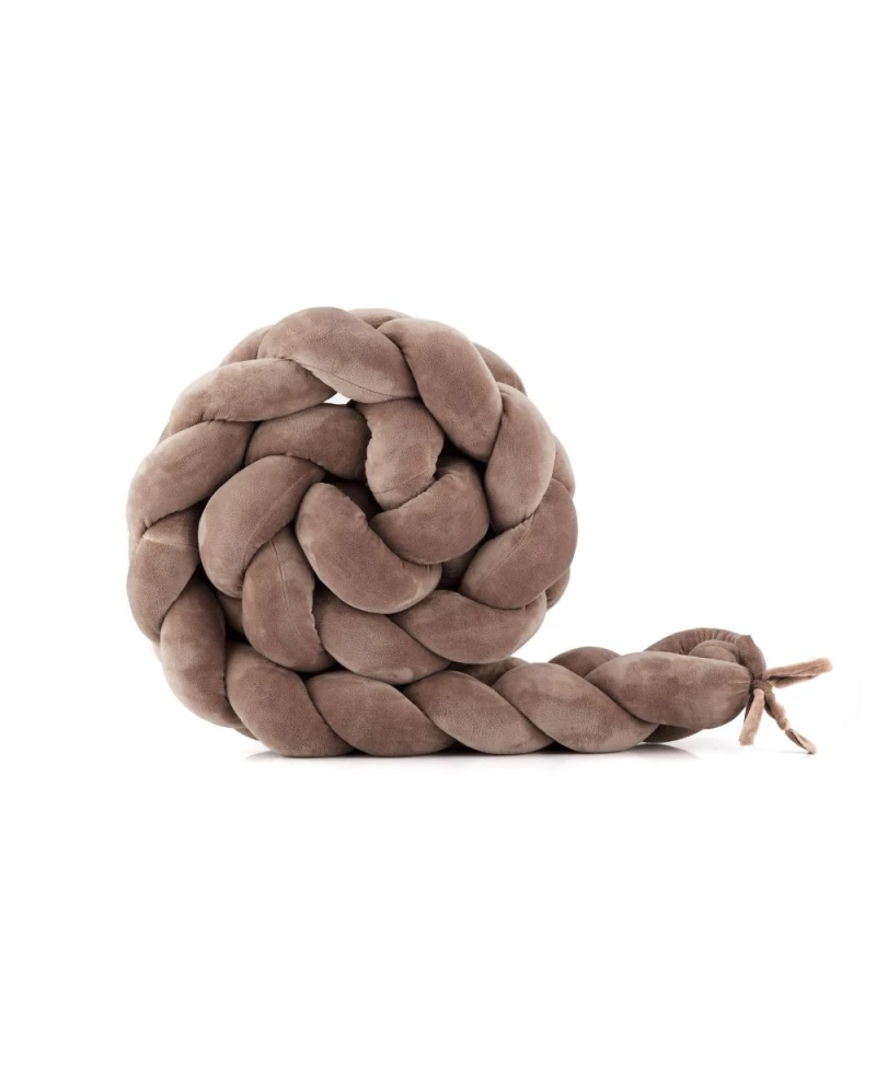 Velour Braided Crib Bumper 210 cm – Taupe