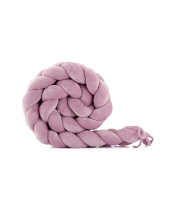 Velour Crib Braid Bumper 210 cm – Dusty Pink | Waldin