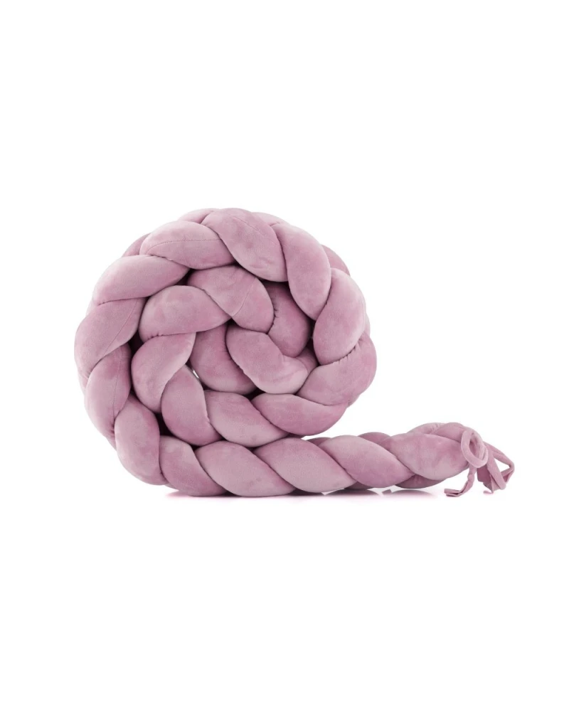 Velour Crib Braid Bumper 210 cm – Dusty Pink | Waldin