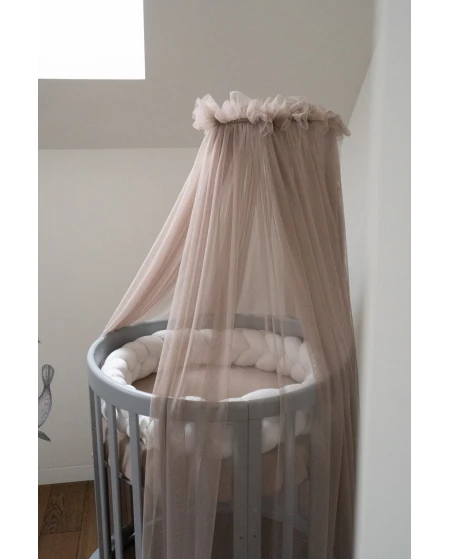 Taupe Tulle Canopy for Crib + Canopy Frame