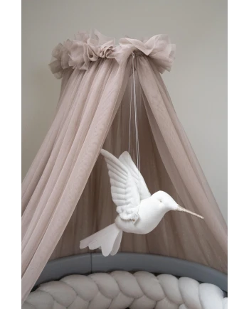 Taupe Tulle Canopy for Crib + Canopy Frame