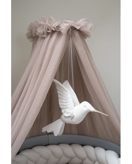 Taupe Tulle Canopy for Crib + Canopy Frame