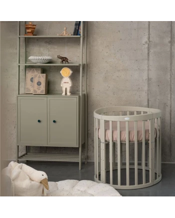 7in1 Oval Baby Crib with mattress - Olive