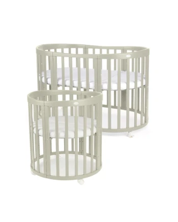 7in1 Oval Baby Crib with mattress - Olive