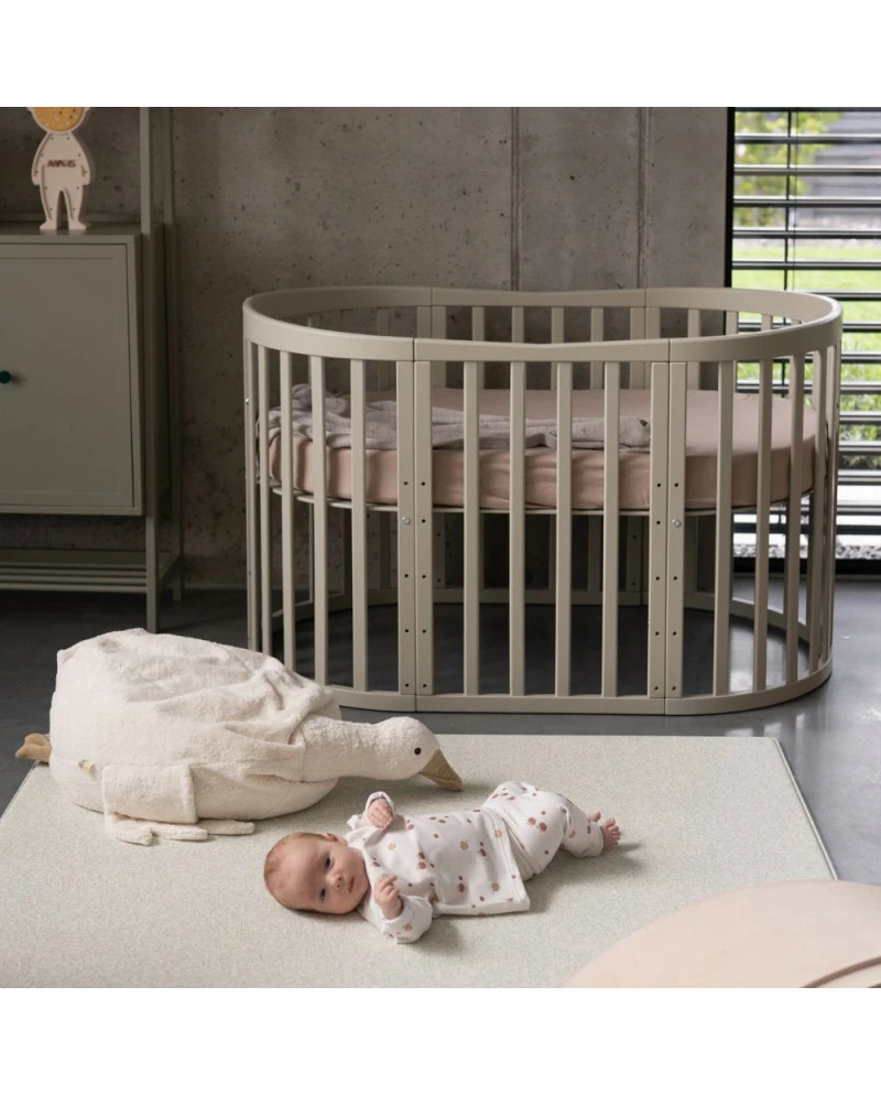 7in1 Oval Baby Crib with mattress - Olive 7in1 Oval Baby Crib with mattress - Olive