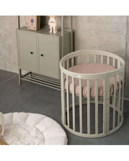 Organic Cotton Sheet 73x73 Oval Crib 7in1- Taupe | WALDIN