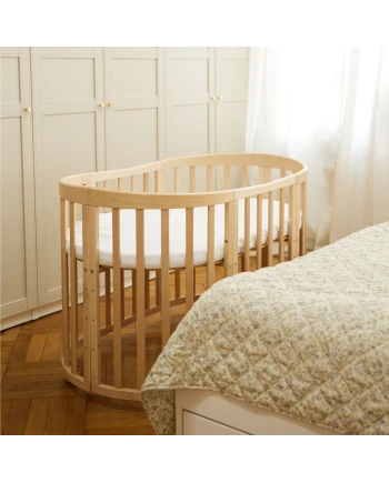 7in1 Oval Baby Crib with mattress - Natural wood | Waldin