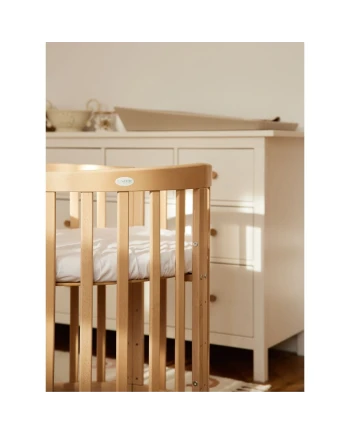 7in1 Oval Baby Crib with mattress - Natural wood