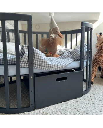7in1 Oval Baby Crib with matress - Graphite