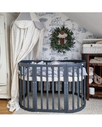 7in1 Oval Baby Crib with matress - Graphite