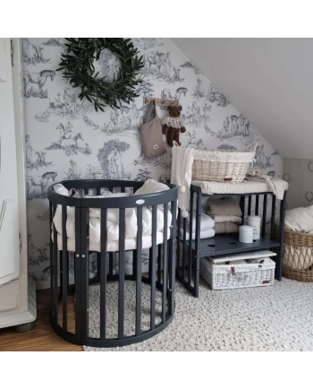 7in1 Oval Baby Crib with matress - Graphite