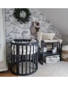 7in1 Oval Baby Crib with matress - Graphite