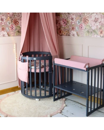 7in1 Oval Baby Crib with matress - Graphite