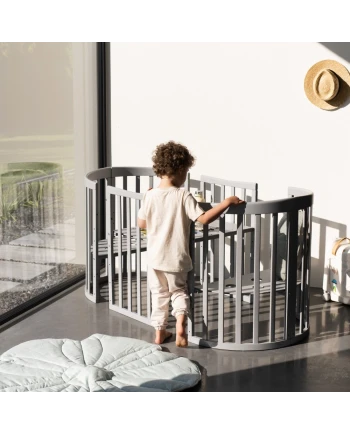 7in1 Oval Baby Crib with mattress - Gray