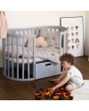 7in1 Oval Baby Crib with mattress - Gray