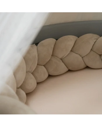 Velour Braided Crib Bumper 210 cm - Beige