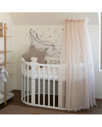 Beige Tulle Canopy for Crib + Canopy Frame