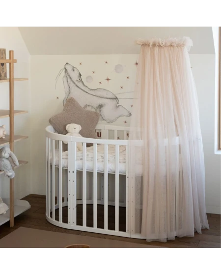 Beige Tulle Canopy for Crib + Canopy Frame